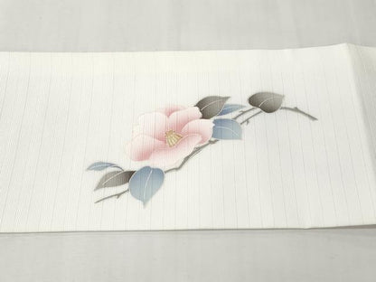 平和屋着物＊夏物　九寸名古屋帯　枝椿文　銀彩　CABK1939tx