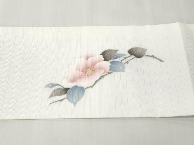 平和屋着物＊夏物　九寸名古屋帯　枝椿文　銀彩　CABK1939tx