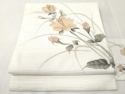 平和屋着物＊夏物　九寸名古屋帯　手描き　枝花文　CABK1940tx