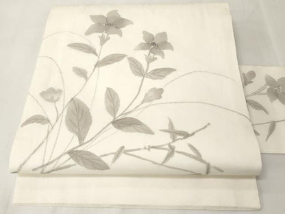 平和屋着物＊夏物　中国三大刺繍　相良刺繍　九寸名古屋帯　手描き　草花文　正絹　逸品　CABK1944tx