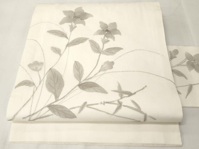 平和屋着物＊夏物　中国三大刺繍　相良刺繍　九寸名古屋帯　手描き　草花文　正絹　逸品　CABK1944tx
