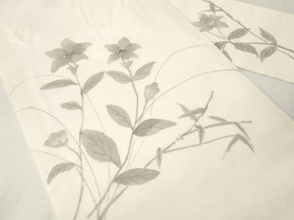 平和屋着物＊夏物　中国三大刺繍　相良刺繍　九寸名古屋帯　手描き　草花文　正絹　逸品　CABK1944tx