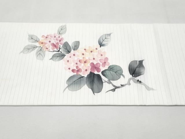 平和屋着物＊夏物　九寸名古屋帯　手描き　紫陽花　CABK1958tx