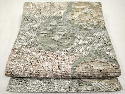 平和屋着物＊夏物　八寸名古屋帯　立波舞花文　金糸　正絹　逸品　CABK1979tx