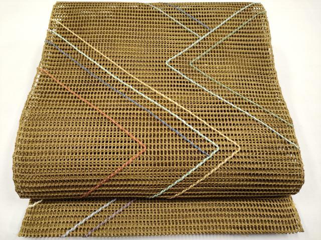 平和屋着物＊夏物　八寸名古屋帯　羅　幾何学文様　正絹　逸品　CABK1980tx