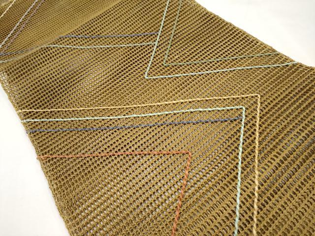 平和屋着物＊夏物　八寸名古屋帯　羅　幾何学文様　正絹　逸品　CABK1980tx