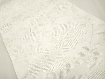平和屋着物＊夏物　八寸名古屋帯　更紗花唐草文　白地　CABK1987tx
