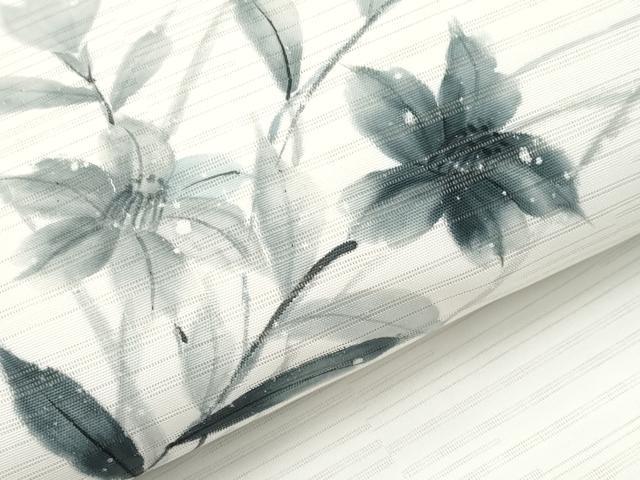 平和屋着物＊夏物　九寸名古屋帯　手描き　草花文　CABK1992tx