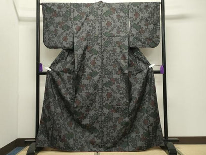 平和屋着物●本場大島紬　舞花文　正絹　逸品　CABK2002gh