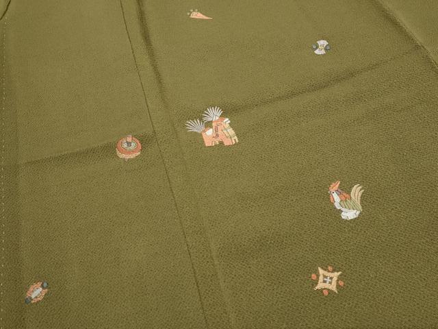 平和屋着物●訪問着　総刺繍　玩具文　鬼しぼ縮緬　正絹　逸品　CABK2004gh