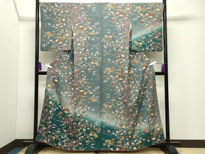 平和屋着物●訪問着　飛鶴梅花文　暈し染め　金彩　正絹　逸品　CABK2006gh