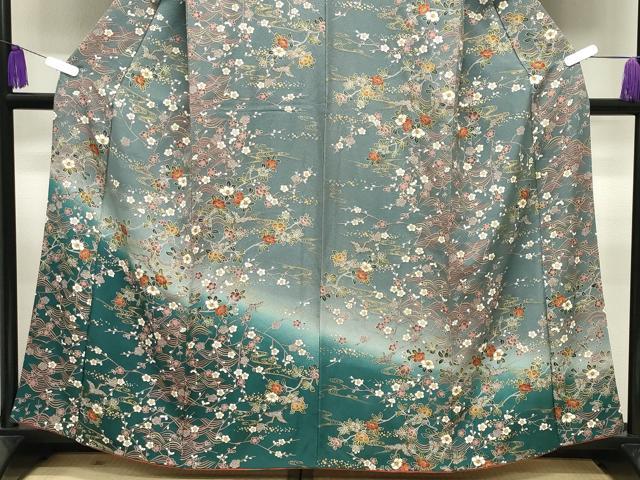 平和屋着物●訪問着　飛鶴梅花文　暈し染め　金彩　正絹　逸品　CABK2006gh