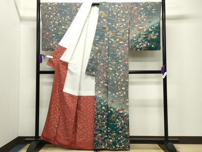 平和屋着物●訪問着　飛鶴梅花文　暈し染め　金彩　正絹　逸品　CABK2006gh