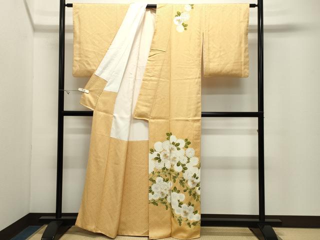 平和屋着物●訪問着　駒刺繍　菊文　金彩　正絹　逸品　CABK2010gh