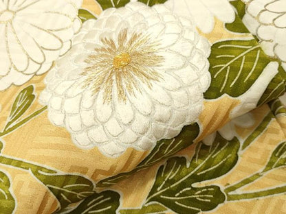 平和屋着物●訪問着　駒刺繍　菊文　金彩　正絹　逸品　CABK2010gh