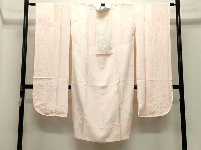 平和屋着物●振袖用長襦袢　無双仕立て　草花地紋　暈し染め　半衿刺繍　正絹　逸品　CABK2011gh