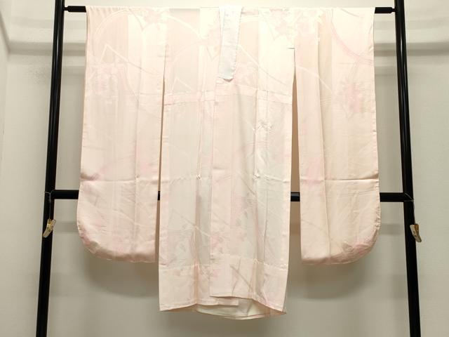 平和屋着物●振袖用長襦袢　無双仕立て　草花地紋　暈し染め　半衿刺繍　正絹　逸品　CABK2011gh