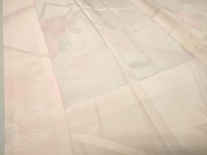 平和屋着物●振袖用長襦袢　無双仕立て　草花地紋　暈し染め　半衿刺繍　正絹　逸品　CABK2011gh