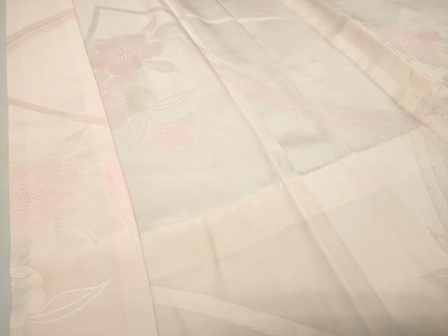 平和屋着物●振袖用長襦袢　無双仕立て　草花地紋　暈し染め　半衿刺繍　正絹　逸品　CABK2011gh