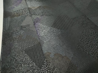 平和屋着物●江戸小紋　寄せ小紋柄　暈し染め　黒地　正絹　逸品　未使用　CABK2017gh