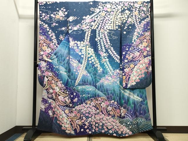 平和屋着物●豪華振袖　辻が花　絞り　暈し染め　銀通し地　正絹　逸品　CABK2020gh
