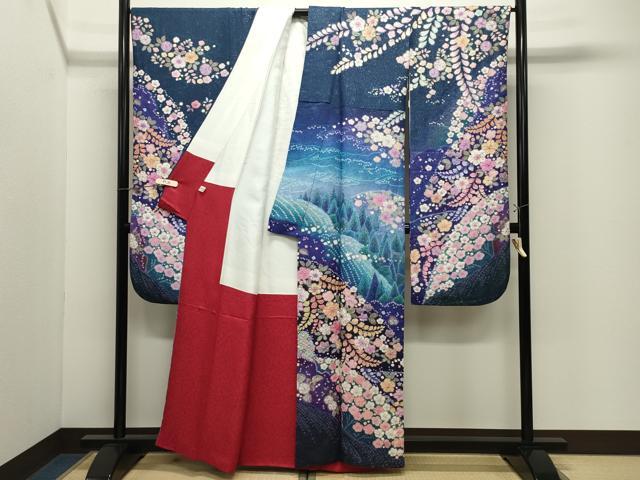 平和屋着物●豪華振袖　辻が花　絞り　暈し染め　銀通し地　正絹　逸品　CABK2020gh