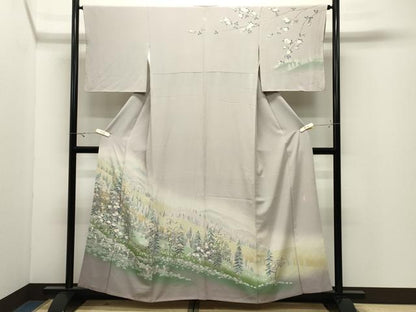 平和屋着物●十日町友禅作家　阿部佳雪　訪問着　遠山風景文　暈し染め　正絹　逸品　CABK2022gh