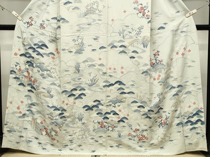 平和屋着物●訪問着　友禅　風景松竹梅文　ますいわ屋扱い　正絹　逸品　CABK2025gh