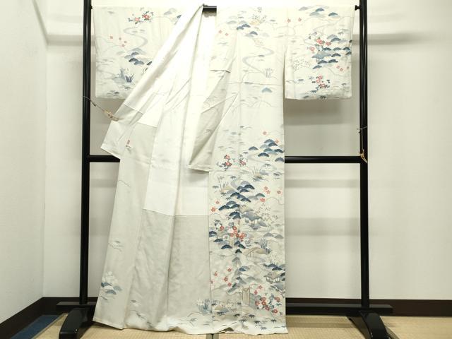 平和屋着物●訪問着　友禅　風景松竹梅文　ますいわ屋扱い　正絹　逸品　CABK2025gh