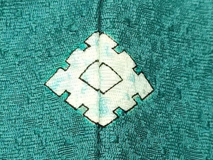 平和屋着物●中国三大刺繍　スワトウ刺繍　無地絵羽訪問着　扇面花文　青緑色　正絹　逸品　CABK2026gh