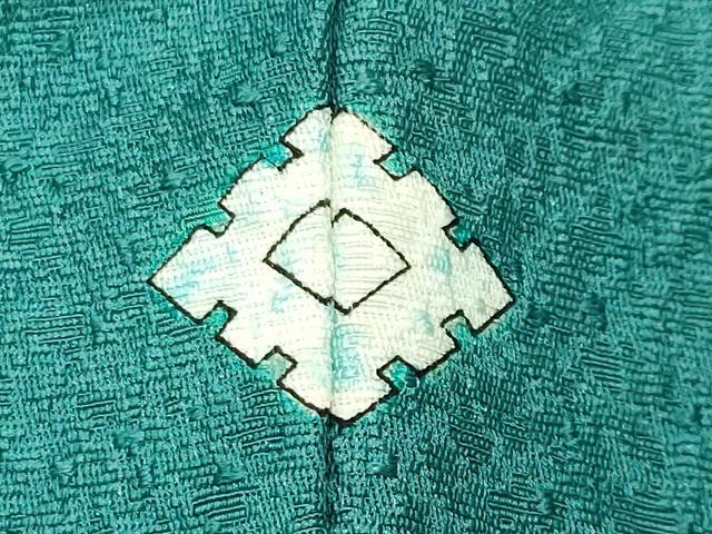 平和屋着物●中国三大刺繍　スワトウ刺繍　無地絵羽訪問着　扇面花文　青緑色　正絹　逸品　CABK2026gh