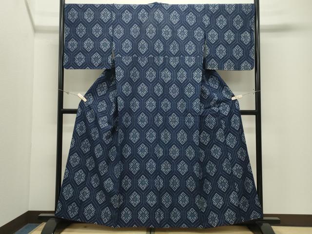 平和屋着物●久留米絣 亀甲花文 胴抜き仕立て 綿 逸品 CABK2032gh