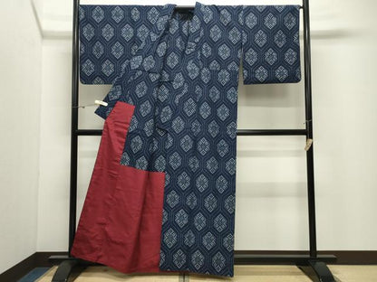 平和屋着物●久留米絣 亀甲花文 胴抜き仕立て 綿 逸品 CABK2032gh