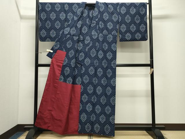 平和屋着物●久留米絣 亀甲花文 胴抜き仕立て 綿 逸品 CABK2032gh