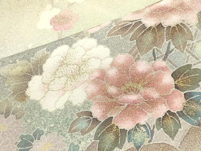 平和屋着物●訪問着　籬花鳥文　暈し染め　金銀彩　正絹　逸品　CABK2033gh