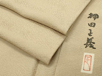 平和屋着物●本加賀友禅作家　押田正義監修　色無地　紗綾形地紋　砥粉色　正絹　逸品　CABK2034gh