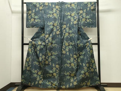 平和屋着物●本場大島紬　7マルキ　草花文　正絹　逸品　CABK2037gh