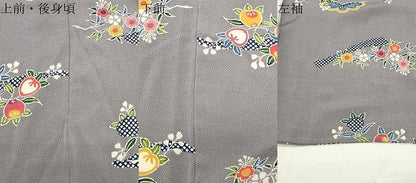 平和屋着物●上質な小紋　紅型　松花文　鬼しぼ縮緬　ロング丈　正絹　逸品　CABK2038gh