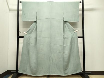 平和屋着物●上質な色無地　薄青色　鬼しぼ縮緬　鈴乃屋扱い　正絹　逸品　CABK2039gh