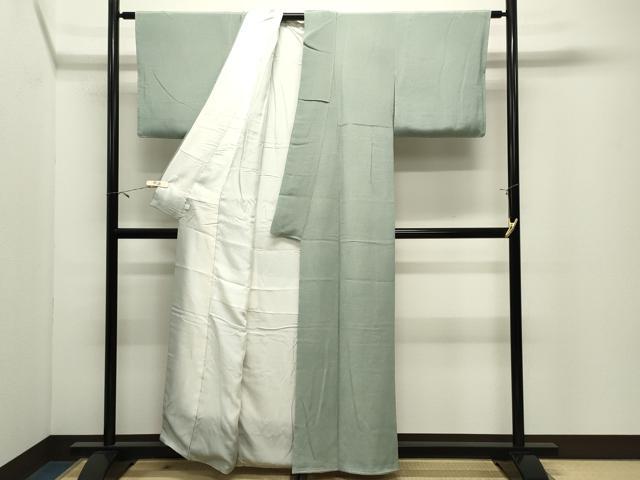 平和屋着物●上質な色無地　薄青色　鬼しぼ縮緬　鈴乃屋扱い　正絹　逸品　CABK2039gh