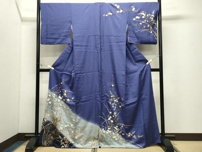 平和屋着物●訪問着　刺繍　草花文　暈し染め　金彩　正絹　逸品　CABK2041gh