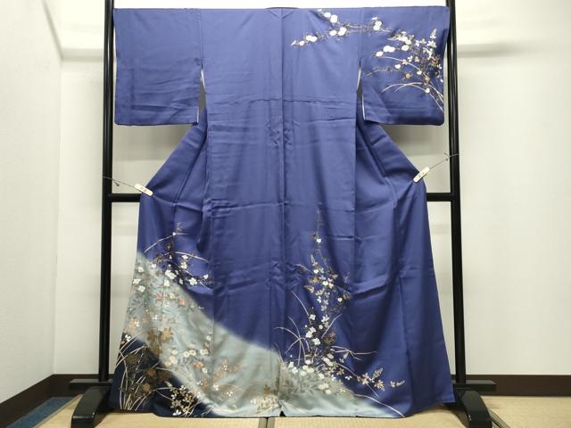 平和屋着物●訪問着　刺繍　草花文　暈し染め　金彩　正絹　逸品　CABK2041gh