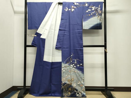平和屋着物●訪問着　刺繍　草花文　暈し染め　金彩　正絹　逸品　CABK2041gh