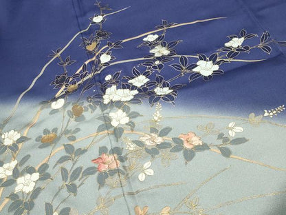 平和屋着物●訪問着　刺繍　草花文　暈し染め　金彩　正絹　逸品　CABK2041gh
