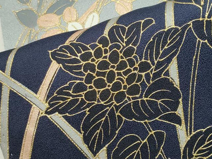 平和屋着物●訪問着　刺繍　草花文　暈し染め　金彩　正絹　逸品　CABK2041gh