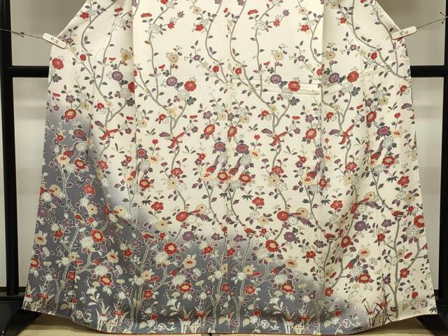 平和屋着物●訪問着　鳳凰枝花文　暈し染め　鬼しぼ縮緬　正絹　逸品　CABK2043gh
