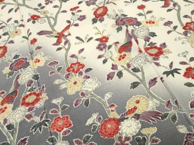 平和屋着物●訪問着　鳳凰枝花文　暈し染め　鬼しぼ縮緬　正絹　逸品　CABK2043gh