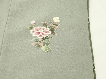 平和屋着物●訪問着　月　草花文　暈し染め　金彩　正絹　逸品　CABK2048gh