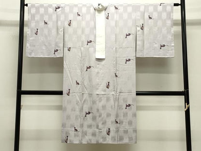 平和屋着物●長襦袢　無双仕立て　猫　正絹　逸品　CABK2049gh