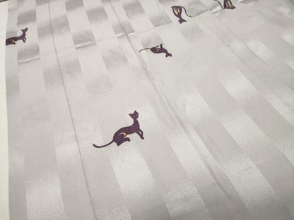 平和屋着物●長襦袢　無双仕立て　猫　正絹　逸品　CABK2049gh